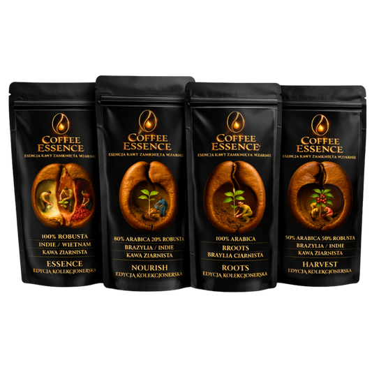 Zestaw degustacyjny Kawy Ziarnistej 4×100g  100% arabica, 80/20, 50/50, 100% robusta